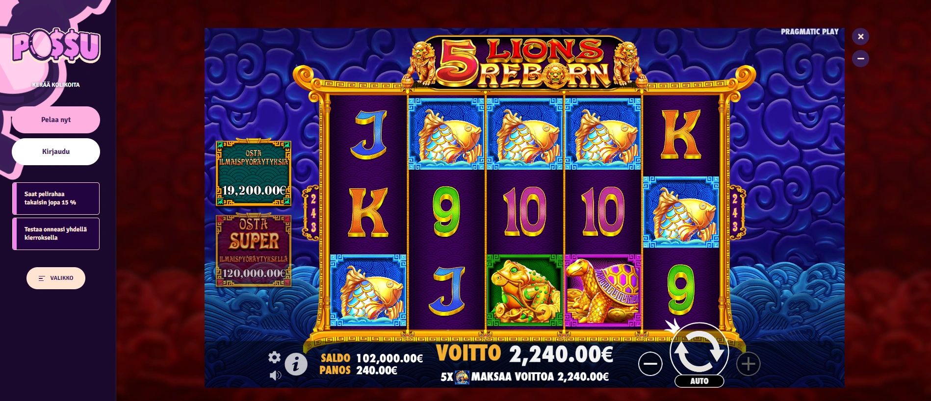 Saatavilla olevat pelit Possu casinon rekisteröityneille pelaajille