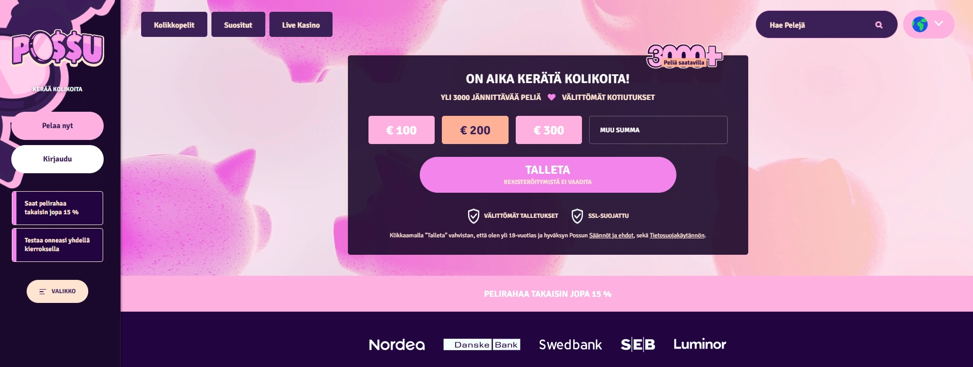 Casino Possu bonukset kirjautumisen yhteydessä ja aktiivipelaajan edut